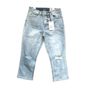 Cosmic Blue Love Womens 28P Light Wash Distressed Cropped Jeans PCL010152PWS